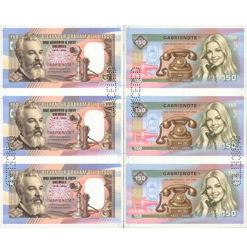 Arch 3 x 150 dB telefón Alexander Bell 2026 UNC perforácia CANCELED