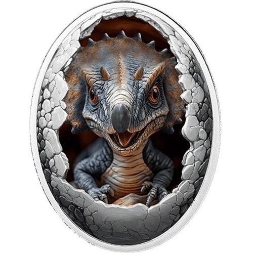 500 Francs CFA 2025 Kamerun PROOF farbená 16,81 g Ag, Triceratops