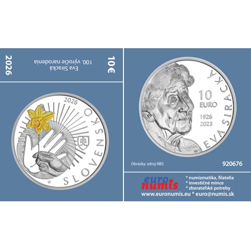 Papierový prebal na 10 euro 2026 Slovensko PROOF, Eva Siracká
