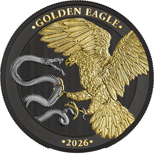 5 euro 2026 Malta BU farbená 1 Oz Ag, Golden Eagle
