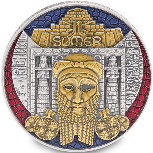 Strieborná medaila, farbená, 500 g Ag, Civilizácie sveta - Sumeri