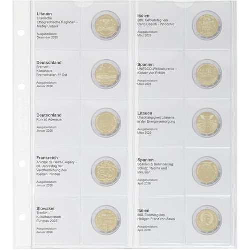 Doplňujúci list č.45 pre album Lindner 2 euro (1118-45) 