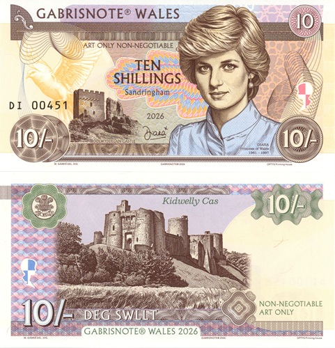 10 Shillings Wales 2026 UNC princezná Diana séria DI