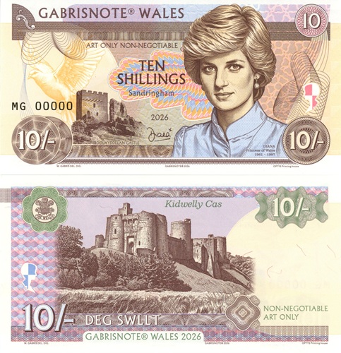 10 Shillings Wales 2026 UNC princezná Diana séria MG anulát