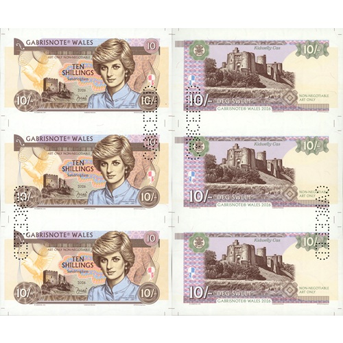 Arch 3 x 10 Shillings Wales 2026 UNC princezná Diana perforácia CANCELED