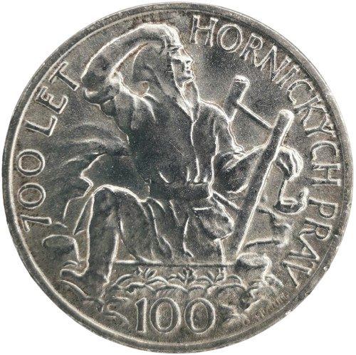 100 Koruna 1949 Československo, 700. rokov hornických práv v Jihlave