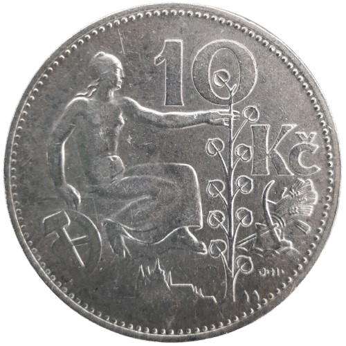 10 Koruna 1930 Československo (ťuknutá hrana vzadu)