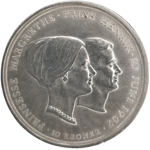 10 Kroner 1967 Dánsko, Svadba princeznej Margaréty