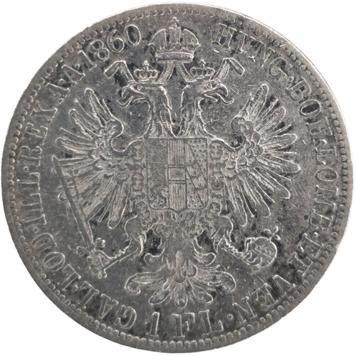 Florin 1860 A Rakúsko Uhorsko, František Jozef I. (ťuknutá hrana)