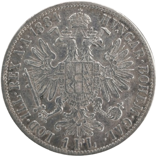 Florin 1884 Rakúsko Uhorsko, František Jozef I. (ťuknutá hrana)