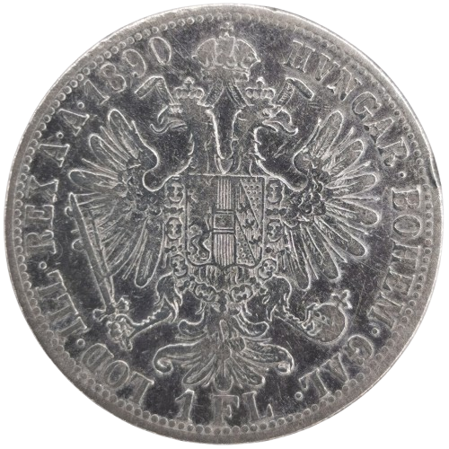 Florin 1890 Rakúsko Uhorsko, František Jozef I. (ťuknutá hrana)