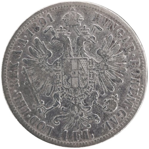 Florin 1891 Rakúsko Uhorsko, František Jozef I. (ťuknutá hrana)