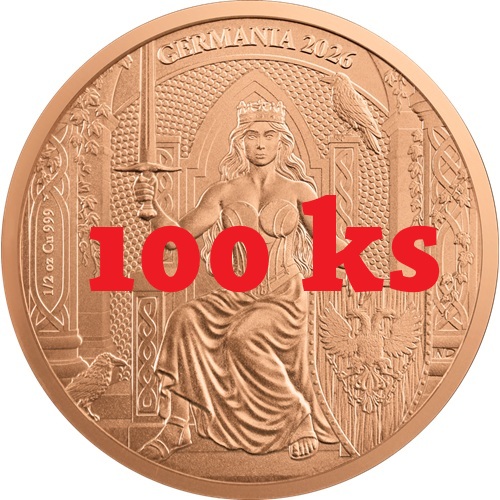 SET 100 ks 1/2 Mark 2026 Germania BU 1/2 Oz Cu, Germania