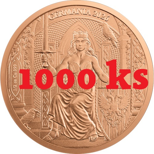 SET 1000 ks 1/2 Mark 2026 Germania BU 1/2 Oz Cu, Germania