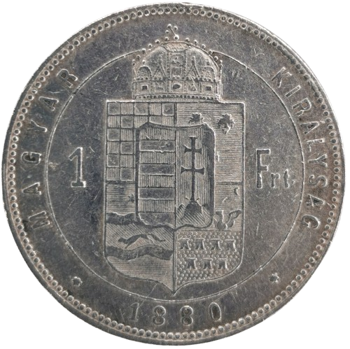 1 Forint 1880 KB Rakúsko Uhorsko, František Jozef I. (ťuknutá hrana)