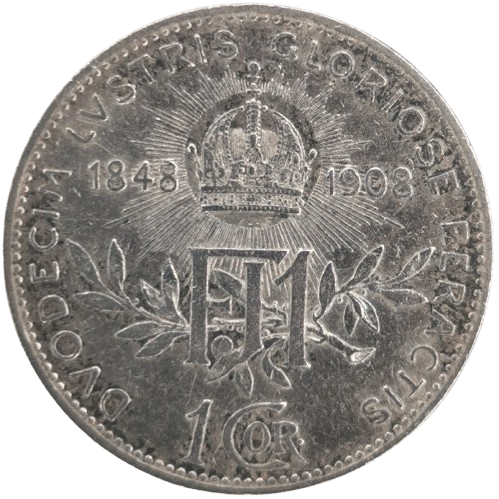 1 Corona 1908 Rakúsko Uhorsko, František Jozef I. 60. výročie vlády 