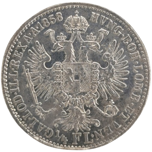 1/4 Florin 1858 A Rakúsko Uhorsko, František Jozef I.