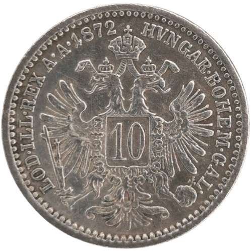 10 Kreuzer 1872 Rakúsko Uhorsko, František Jozef I.