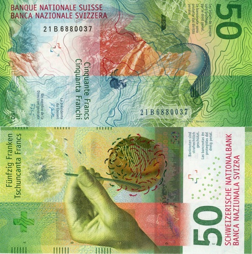 50 Frank 2021 Švajčiarsko UNC séria 21B