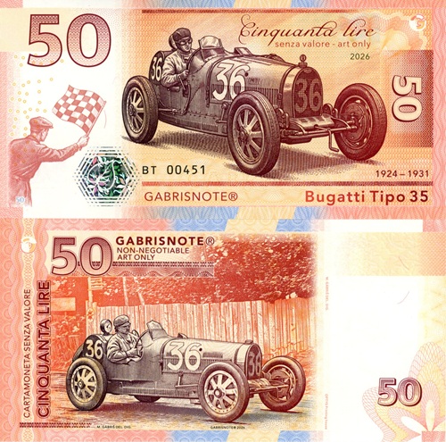 50 Lire 2026 UNC Bugatti Tipo 35 séria BT