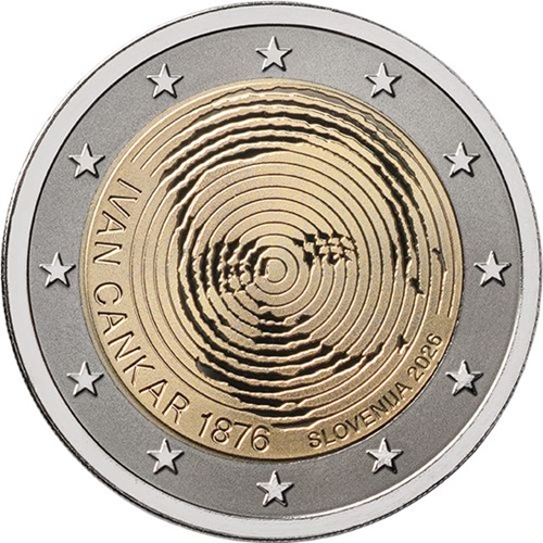2 euro 2026 Slovinsko cc.UNC, Ivan Cankar