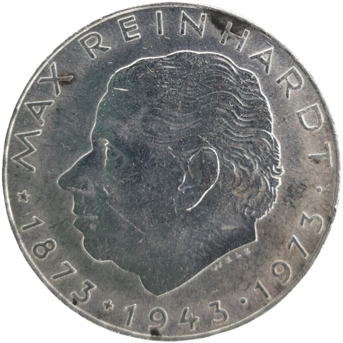 25 Schilling 1973 Rakúsko, Max Reinhardt (fľaky)