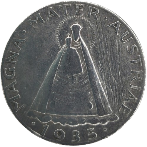 5 Schilling 1935 Rakúsko (škrabance)