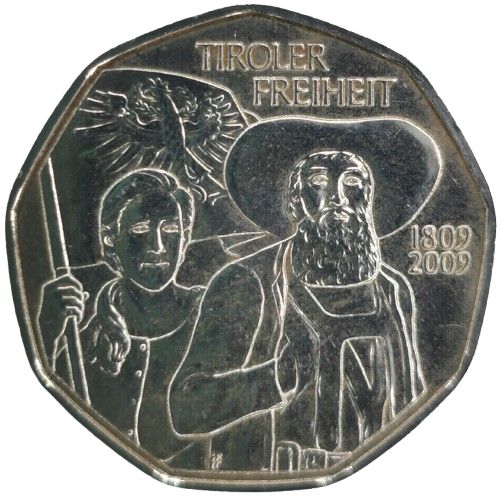 5 euro 2009 Rakúsko, Tiroler Freiheit - Tyrolean Rebellion