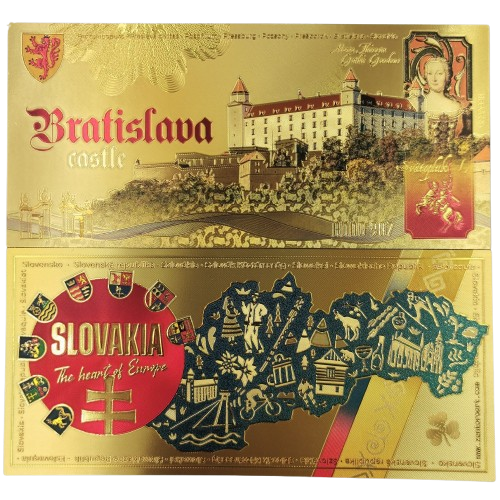 Bratislavský hrad 2026 Slovensko (pozlátená suvenírová bankovka)