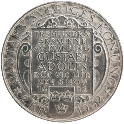 2 Kronor 1932 Švédsko, Gustav II. Adolf