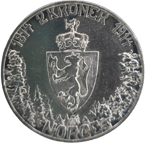 2 Kroner 1914 Nórsko, Ústava Nórska (čierne fľaky)