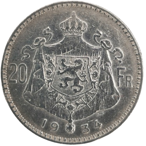 20 Francs 1934 Belgicko, Albert I.