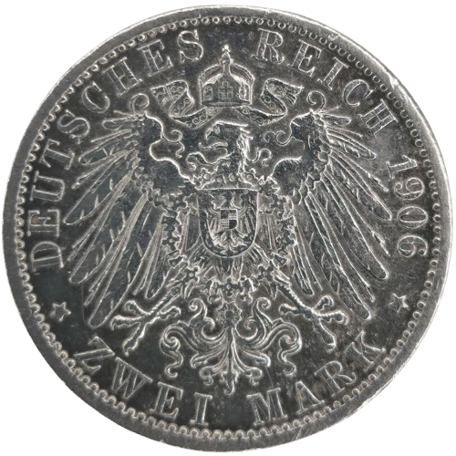 2 Mark 1906 A Nemecko - Prusko, Wilhelm II. (ťuknutá hrana)