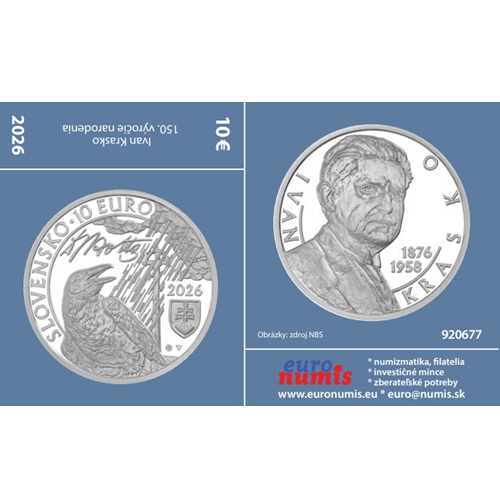 Papierový prebal na 10 euro 2026 Slovensko PROOF, Ivan Krasko