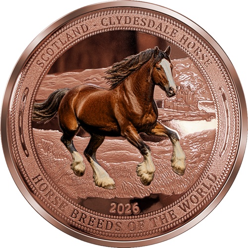 Dollar 2026 Libéria BU farbená 5 oz Cu, Clydesdale Horse