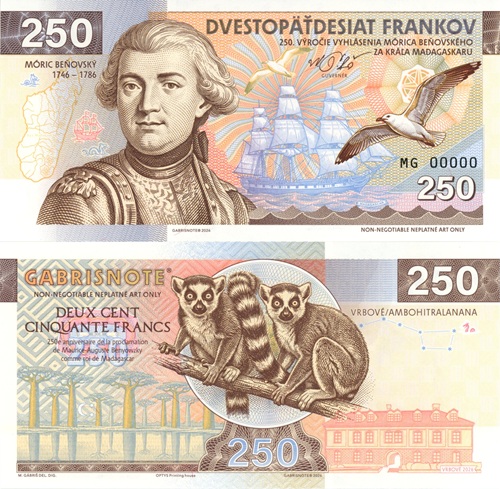 250 Frankov 2026 UNC Móric Beňovský séria MG anulát