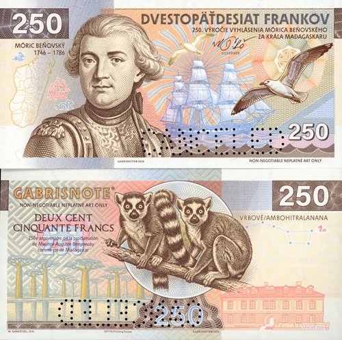 250 Frankov 2026 UNC Móric Beňovský perforácia CANCELED
