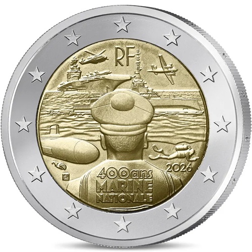 2 euro 2026 Francúzsko cc.UNC, Francúzske námorníctvo