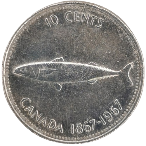 10 cents 1967 Kanada, 100. výročie Kanady (Striebro 0.500)
