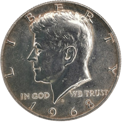 Half Dollar 1968 D USA, John F. Kennedy
