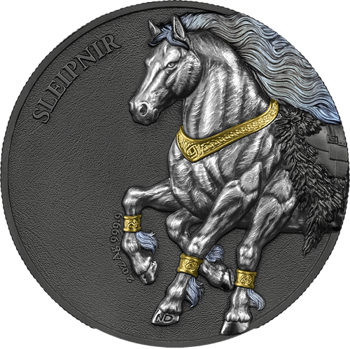 10 Mark 2026 Germania BU farbená Ultra Double High Relief 2 Oz Ag, Sleipnir