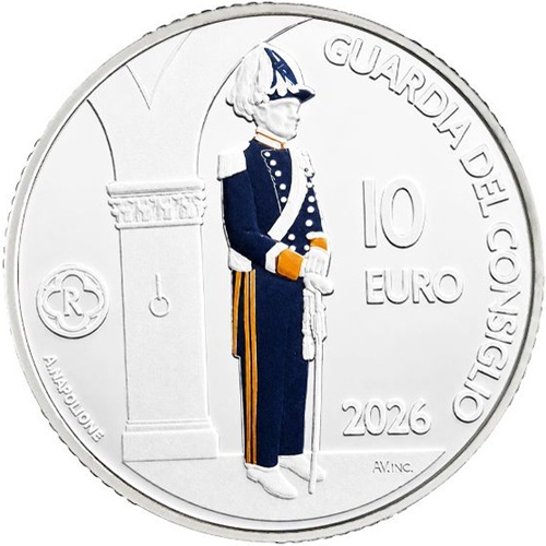 10 euro 2026 San Maríno PROOF farbená, Guard of the Grand