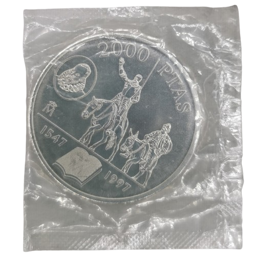 2000 Pesetas 1997 Španielsko BU, Miguel de Cervantes (originál balenie)
