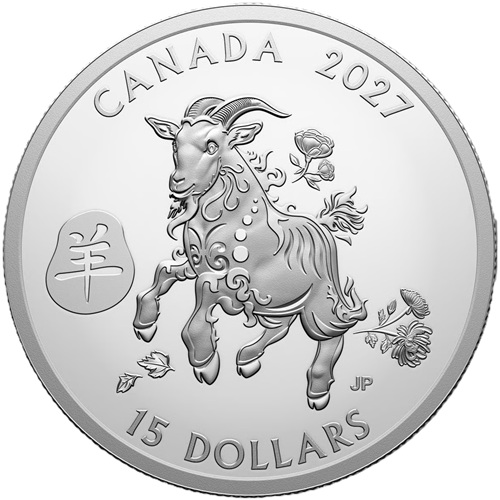 15 Dollars 2027 Kanada PROOF 1 Oz Ag, Lunar Year of the Goat