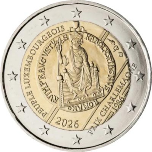 2 euro 2026 Luxembursko cc.UNC, cena Karola Veľkého