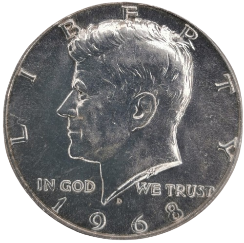 Half Dollar 1968 D USA, John F. Kennedy 