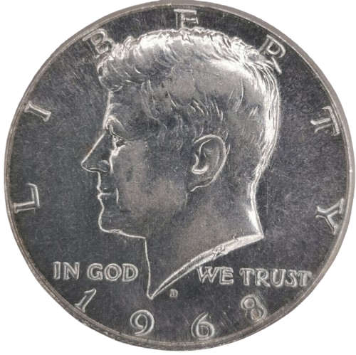Half Dollar 1968 D USA, John F. Kennedy 