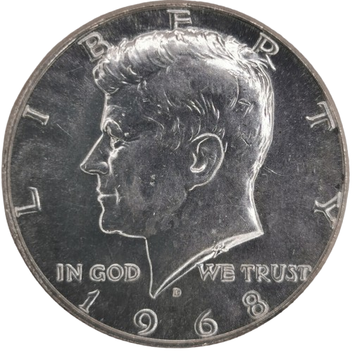 Half Dollar 1968 D USA, John F. Kennedy 