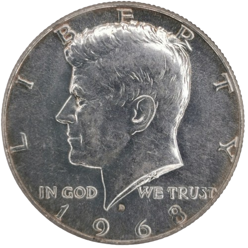 Half Dollar 1968 D USA, John F. Kennedy 