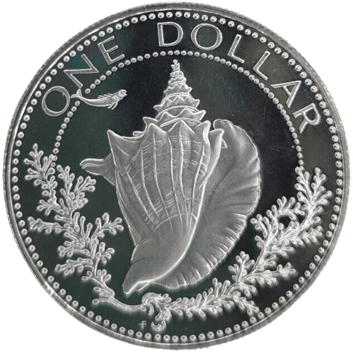 Dollar 1974 Bahamy, Strombus gigas